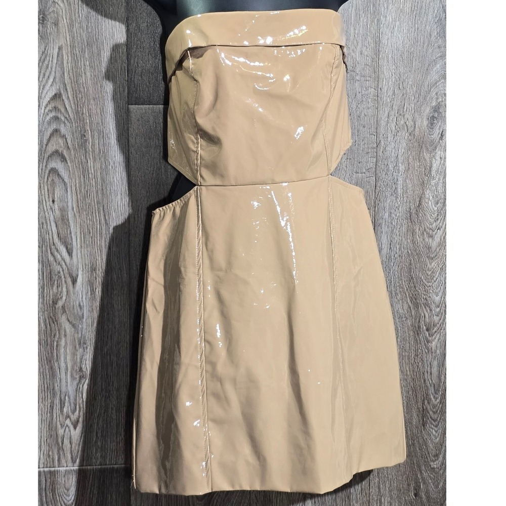 ILLA ILLA Strapless Cutout Mini Dress Beige Party Cocktail Size Large Formal
